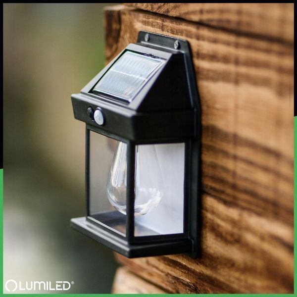 Сонячний настінний LED‑світильник Lumiled серії Dona &mdash; тепле біле світло 3000 K, з датчиком руху і сутінків, IP44 LUMSOL3030 фото