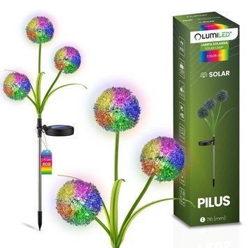 Лампа на сонячній батареї &laquo;Кульбаба&raquo; з RGB підсвіткою, серії Pilus, IP44, садовий декоративний світильник, 71 см LUMSOL1185 фото