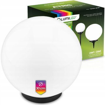 Велика садова LED‑куля 30 см на сонячній батареї &mdash; Lumiled Atris, кольорове RGB світло, IP44 LUMSOL1230 фото