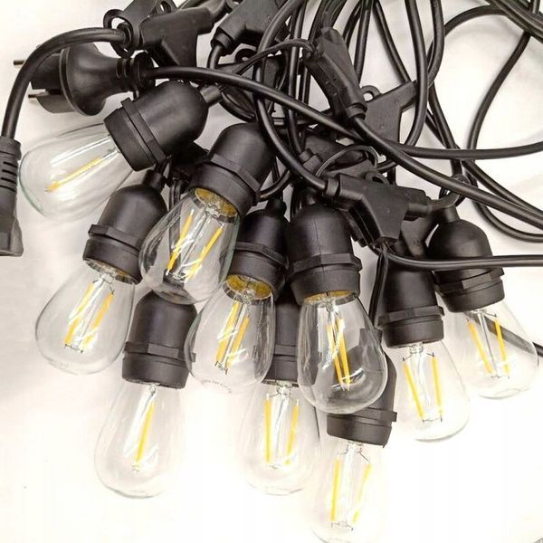 Садова гірлянда 10м з 10 LED-лампами E27 &mdash; зовнішнє декоративне освітлення з можливістю з'єднання, SuperLED 8240 фото