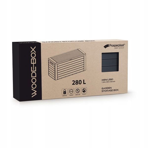Садовий ящик-контейнер для зберігання Woodebox 280 л, темно-сірий Prosperplast MBWL280-S433   фото