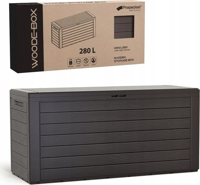 Садовий ящик для зберігання для тераси Woodebox 280 л, коричневий Prosperplast MBWL280-440U фото