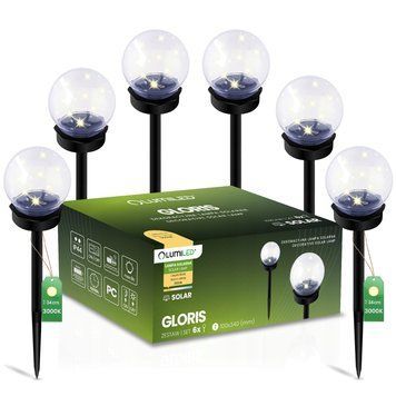 Набір прозорих садових LED‑куль 10 см на сонячній батареї 6 шт &mdash; Lumiled Gloris, тепле світло 3000К, IP44 LUMSOL1110 фото