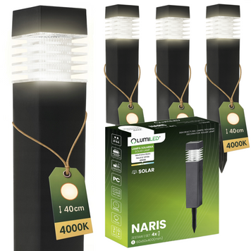 Набір садових ландшафтних LED‑стовпчиків 4шт Lumiled Naris &mdash; нейтральне світло 4000 K, автоматичне вмикання, IP44 LUMSOL1030 фото